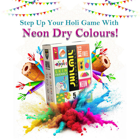 Neon dry holi colours - multicolour pack