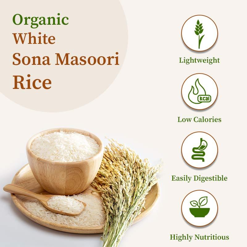 Organic white sona masoori rice 