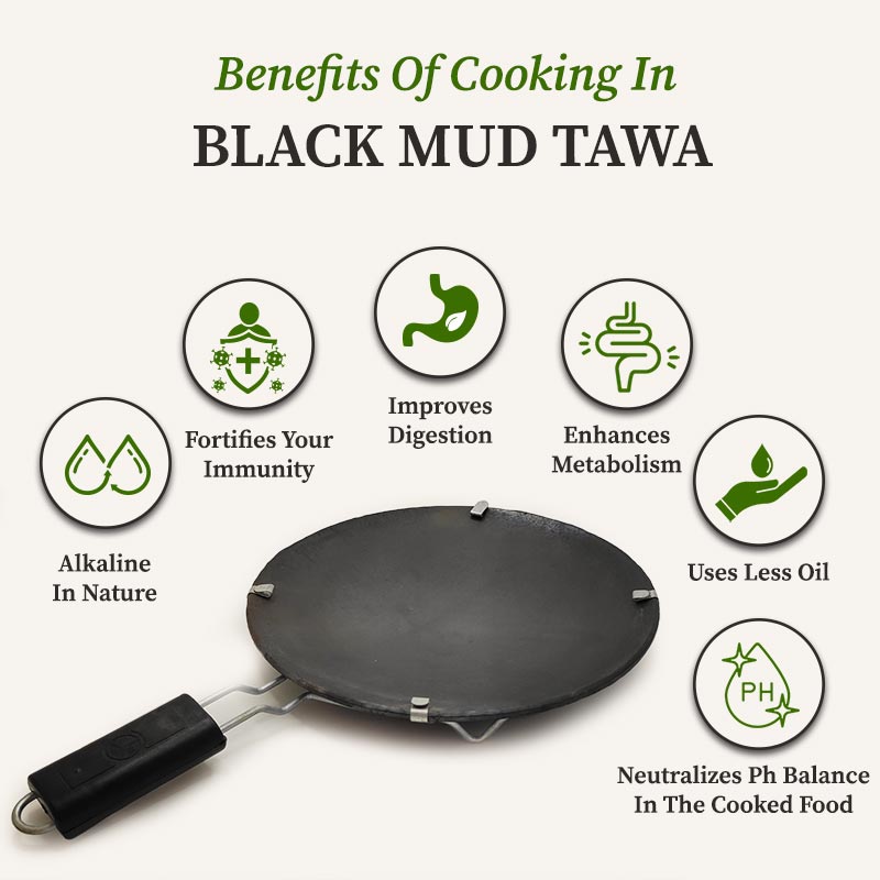 Black Mud Tawa With Handle