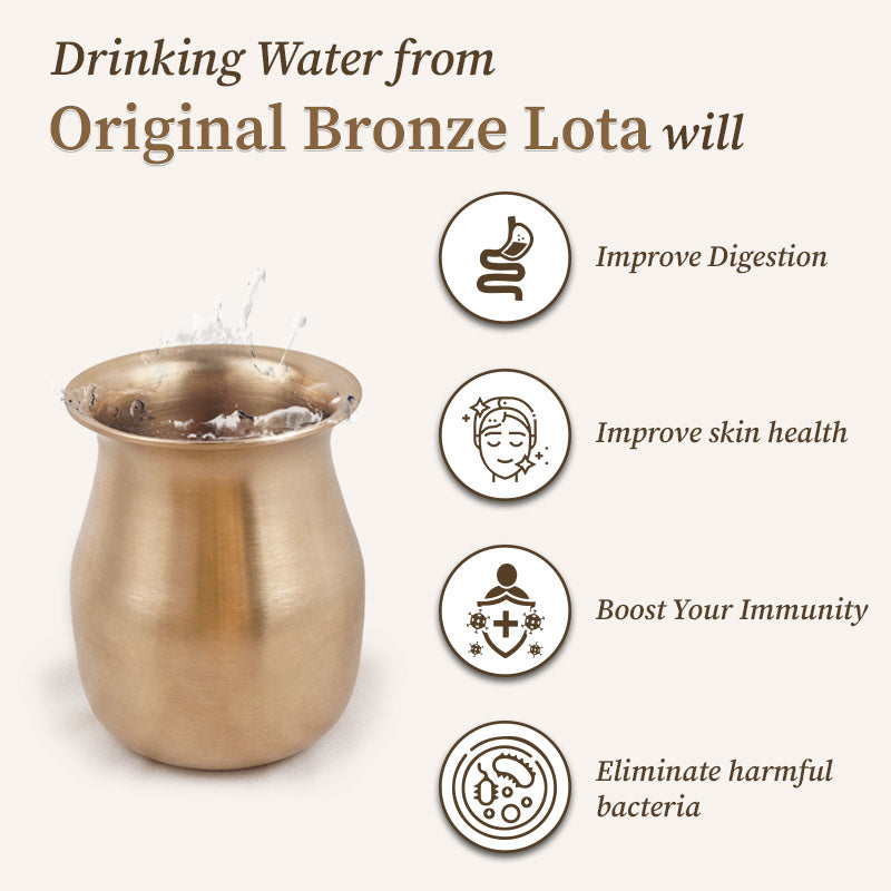 Drinking water from original bronze lota