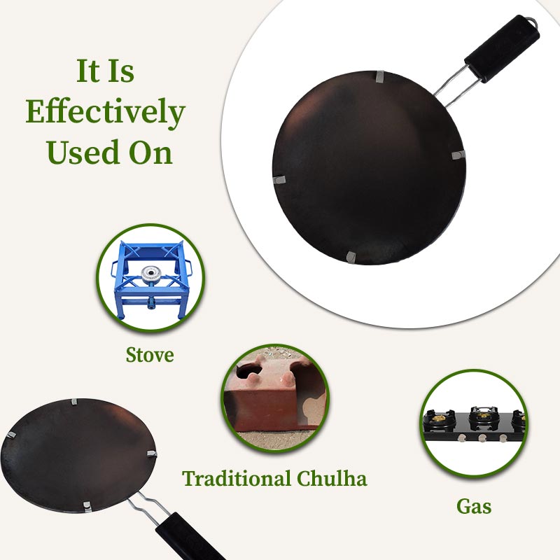 Black Mud Tawa With Handle