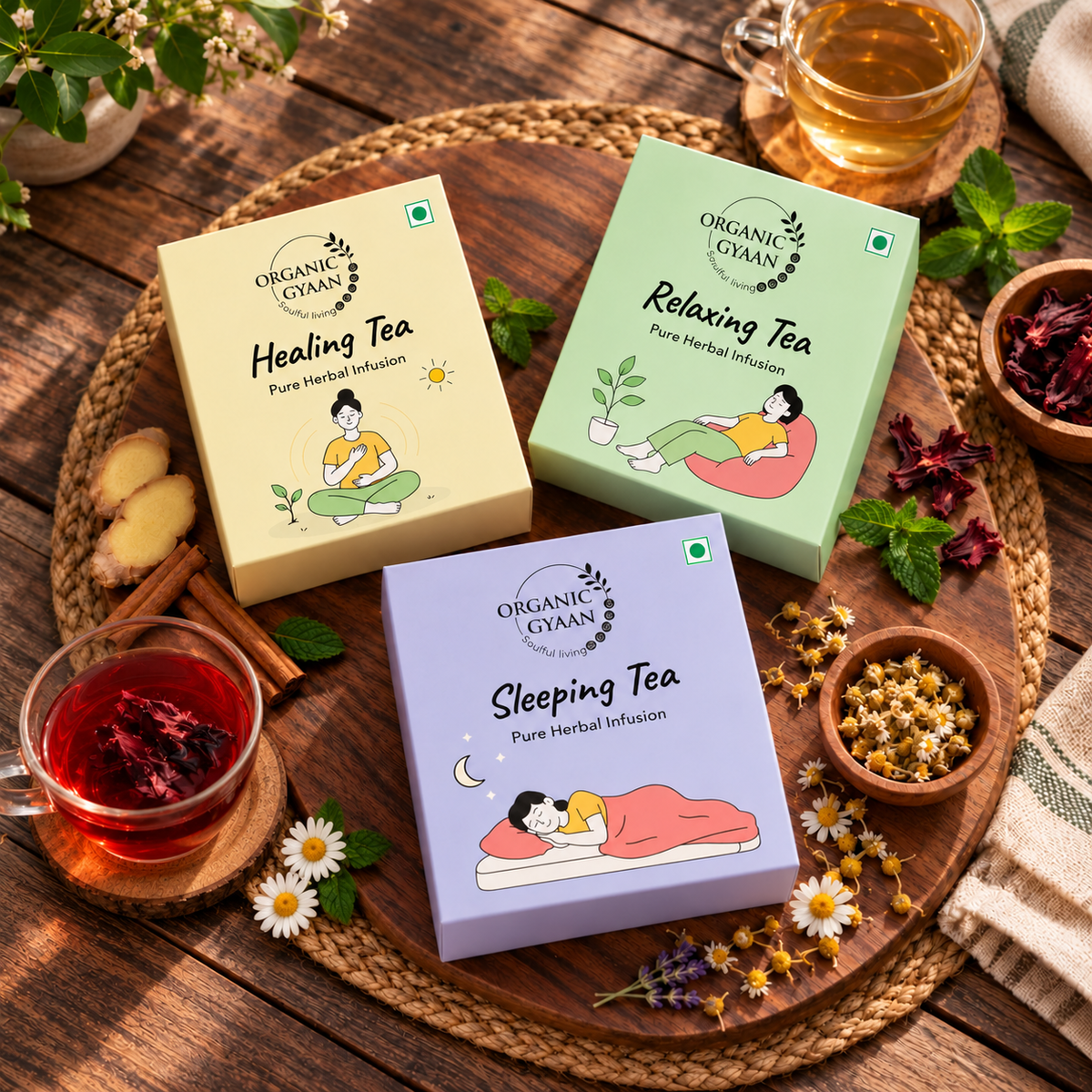 Tea Trio – Pure Herbal Infusions | Healing Tea, Relaxing Tea & Sleeping Tea