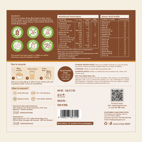 Plant Protein | Premium Dutch Cocoa - 1 Kg (25g Protein Per Scoop)
