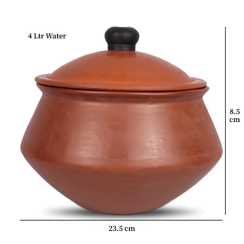 Red mud pot with lid by organic gyaan