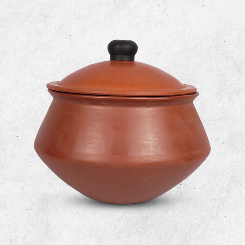 Red cooking mud pot with lid