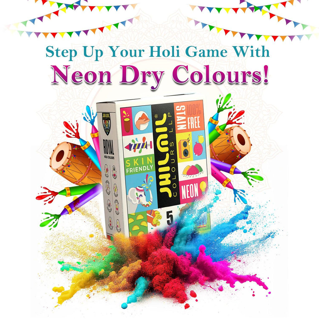 Neon dry holi colours - multicolour pack 