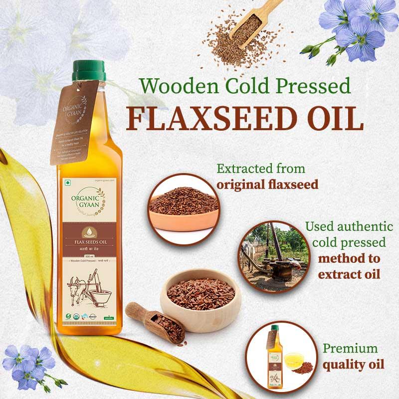 Wooden cold pressed flax seed oil 