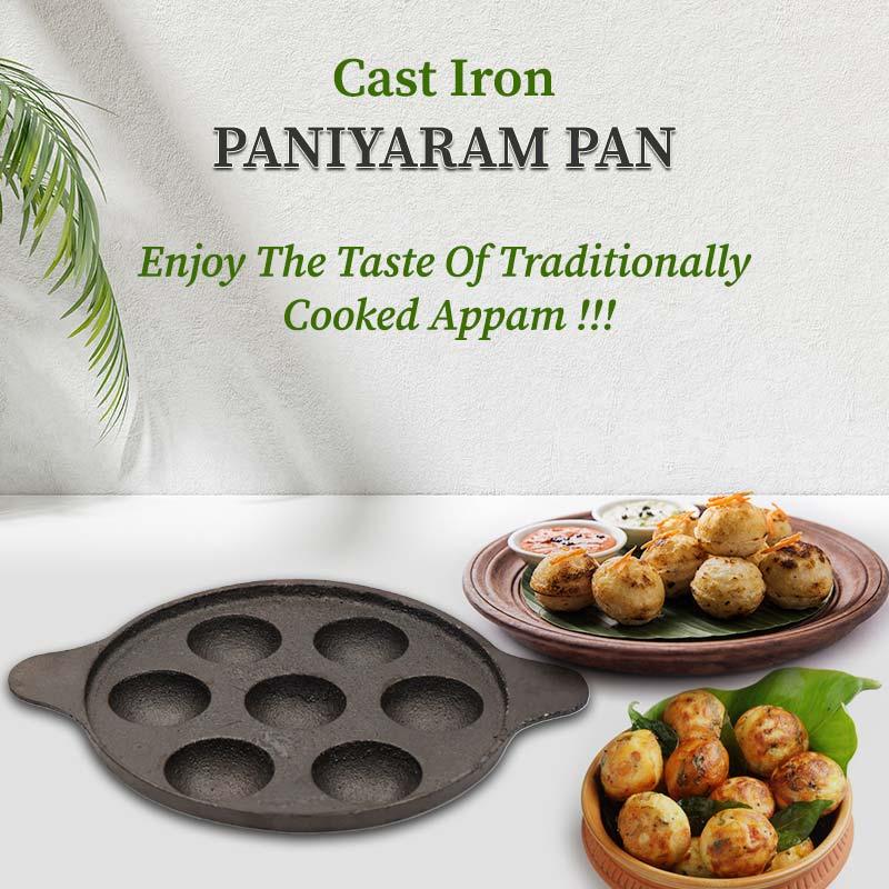 cook appam in cast iron panniyaram 7 pits