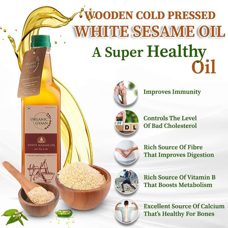 Healthy oil white sesame oil - wooden cold Pressed