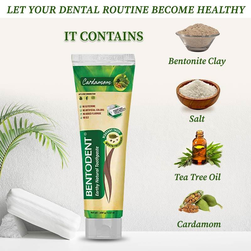 Ingredients in bentodent cardamom toothpaste 