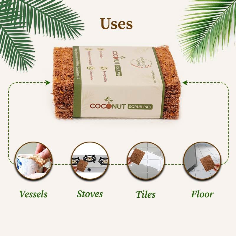 Uses of coconut scrub pad