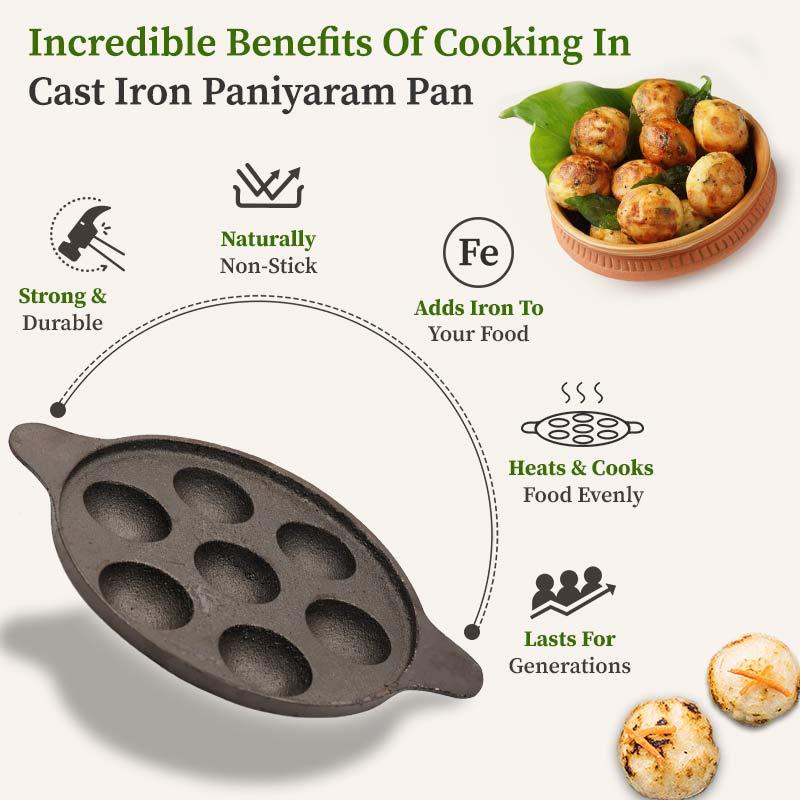 Buy Premium Cast Iron Paniyaram Pan Now – Organic Gyaan