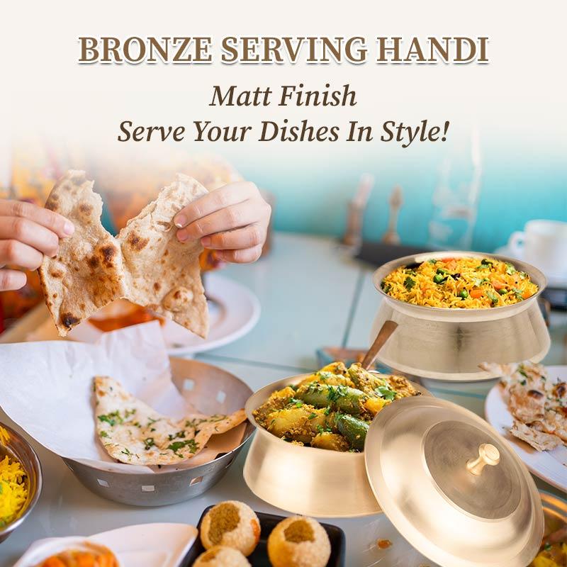 Bronze Serving Handi Matt Finish - Organic Gyaan
