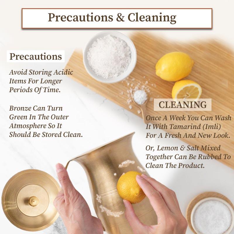 Precautions and cleaning of bronze jug matt finish