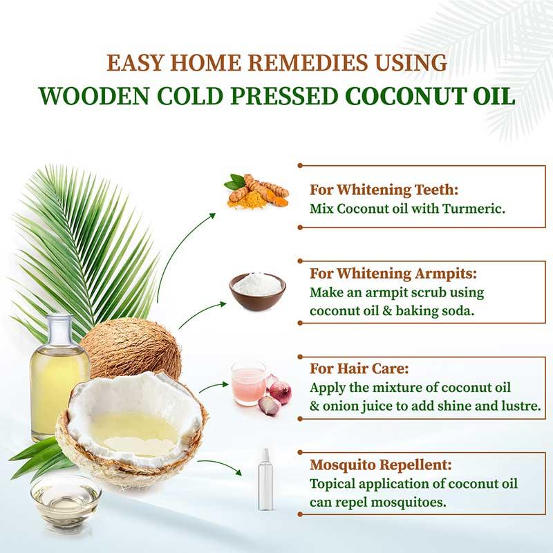 Home remedies using coconut oil - wooden cold Pressed